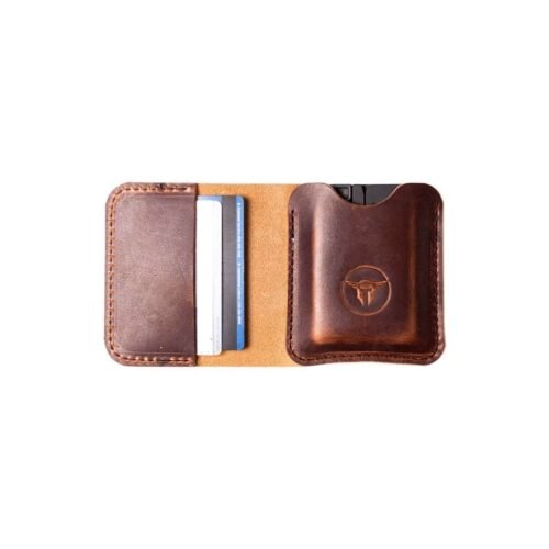 LEATHER BIFOLD WALLET FOR LIFECARD GUNS – DARK BROWN